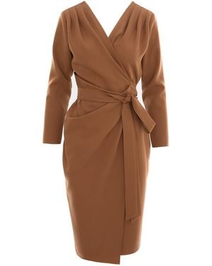 concept A trois Cappuccino Cocktail Dress With Long Sleeves - Brown