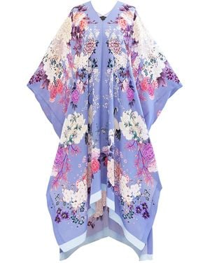 Meng Cornflower Silk Georgette Kaftan - Blue
