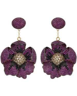 LÁTELITA London Poppy Flower Drop Earrings Ruby - Purple