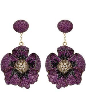 LÁTELITA London Poppy Flower Drop Earrings Ruby - Purple