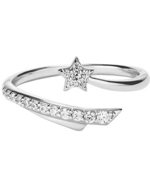 Vanhi Crystal Shooting Star Open Ring - White