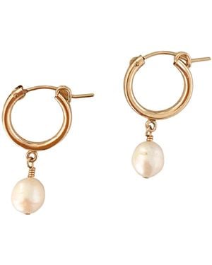 Herself Collections Jane Pearl Hoop Earrings - Metallic