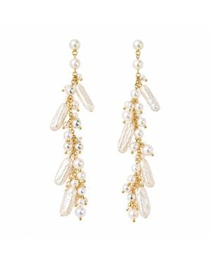 Lalinde Golden Floating Pearl Earrings - Metallic