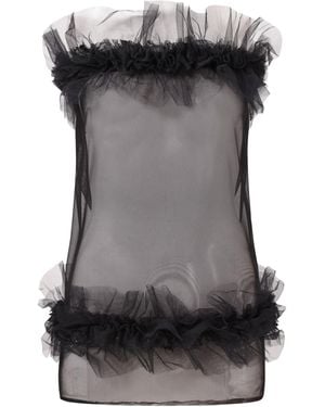 Belle -et-BonBon Dakota Tube Ruffle Mesh Dress - Black