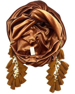 Julia Clancey Cocoa Chacha Velour Turban - Brown