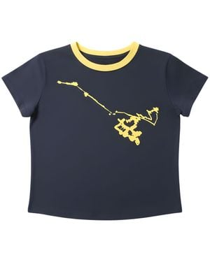 Lilia Munn Cropped Graphic Tee – Organic Cotton - Blue