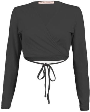 Love and Nostalgia Cross Your Heart Wrap Top - Grey