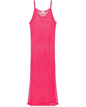 Peraluna Angel Openwork Strap Long Beach Dress - Pink