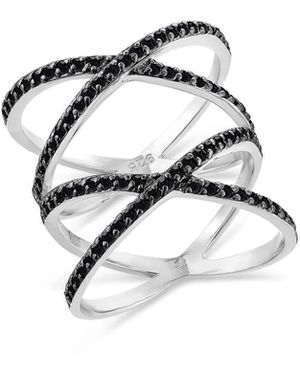 SALLY SKOUFIS Double Axis Ring With Made Cz Diamond Stimulant - Multicolour