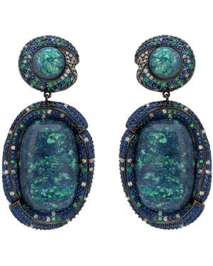 LÁTELITA London Fiorella Opal Drop Earrings Oxidised - Blue