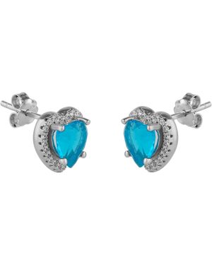 Spero London Heart Of Ocean Sterling Stud Earrings - Blue