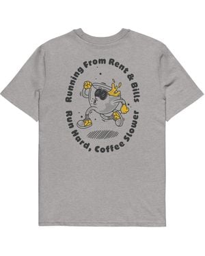 Anchor and Crew Heather Gustatory Coffee Over Bills Organic Cotton Embroidered T-Shirt - Grey
