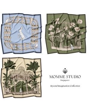 Momme Studio Beyond Imagination Silk Scarf Collection - Green