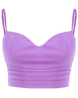 AVENUE No.29 Silk Corset Top With Straps - Purple