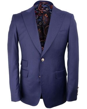 DAVID WEJ Aldo Single Breasted Peak Lapel Blazer – - Blue