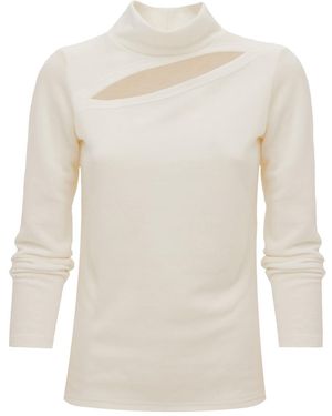 Julia Allert Ecru Blouse With A Cutout Jersey - White