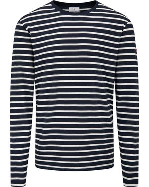 Arthur Beale Marina Cotton Striped Long Sleeved T-Shirt - Blue