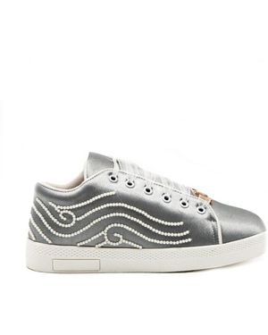 Rettrose Clara Luxury Satin Handmade Embellished Tennis Shoe - Grey