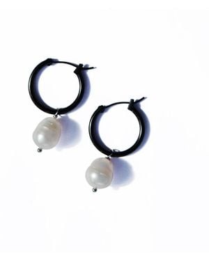 FV Jewellery Fresh Water Pearl Hoop Earrings - Blue