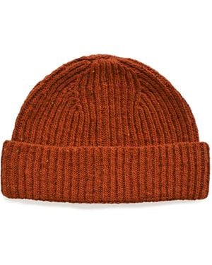 OUBAS Donegal Merino Wool Beanie Hat - Brown