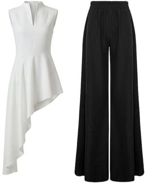 BLUZAT Chic Contrast Set - Black