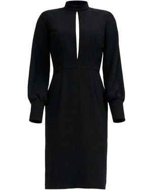 Nomi Fame Mira Long Sleeve Cut Out Crepe Midi Dress - Black