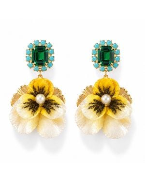 The Pink Reef Pansy Earring - Yellow