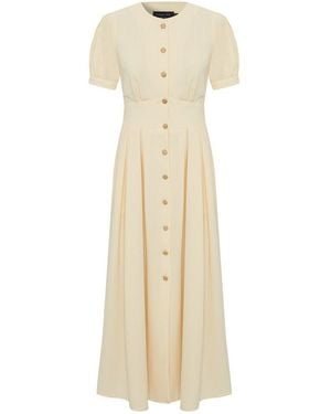Exquise Neutrals Fitted Waist Short Sleeve Dress - Natural