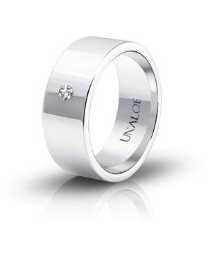 Unaloe Sterling Wide Band Ring With Stone – Minimal Jewellery Luxury Ring - White