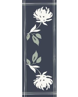 Heritagemoda Luxury Wool-Silk Scarf – Hand-Painted Midnight With Pastel Floral Print - Blue