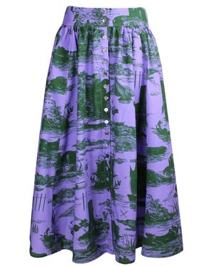Klements Eddie Cotton Skirt Doomed Voyage Print - Blue