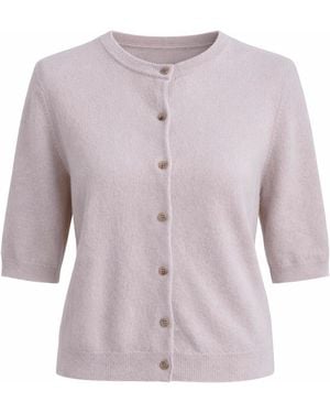 Fiora Muse Short Sleeve Crew Neck Cashmere Cardigan - Purple