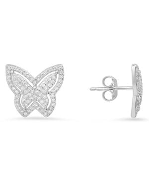 Kylie Harper Pave Butterfly Diamond Cz Stud Earrings - Metallic