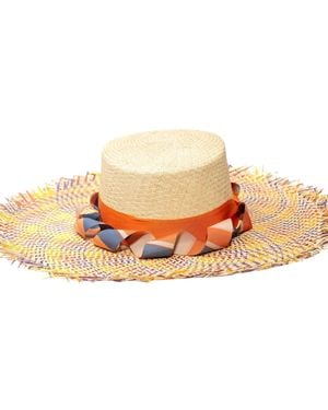 ORTUS Neutrals Maracuya Straw Boater Hat - Orange