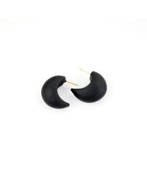 By Chavelli Neutrals Chubby Huggie Hoops - Black