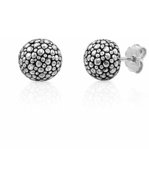 Unaloe Sterling Textured Ball Stud Earrings – Hammered Granulated Finish – Jewellery For - Black