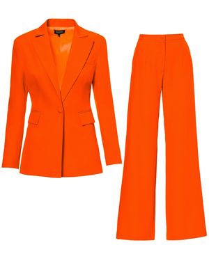 BLUZAT Neon Suit With Slim Fit Blazer And Flared Pants - Orange