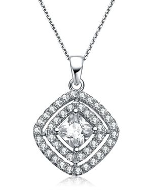 Genevive Jewelry Cz Sterling Plated Shape Pendant - Metallic