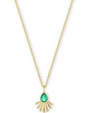 Jewelbird Emerald And Diamond Fan Necklace - Metallic