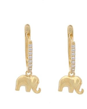 Ebru Jewelry Dainty Lucky Elephant Earrings - Metallic
