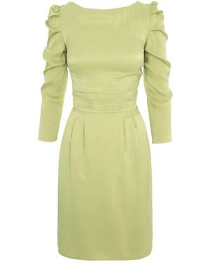 AVENUE No.29 Gathered Sleeve Viscose Midi Dress - Green