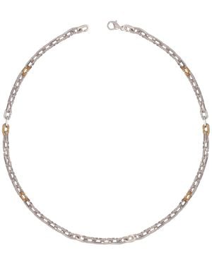 Dime Tribe Route 66 Dteailed Chain Necklace - Metallic