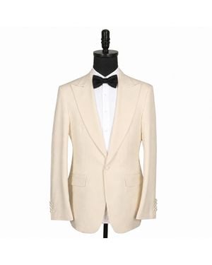 DAVID WEJ Neutrals Alfredo Single Breasted Peak Lapel Blazer - Natural