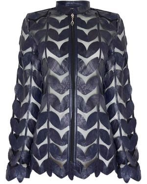 James Lakeland Leather Leaf Sheer Jacket - Blue