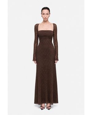 Nocturne Eyelet Lace Maxi Dress - Brown