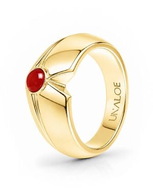 Unaloe Coral Geometric Statement Ring – Plated Sterling - Metallic