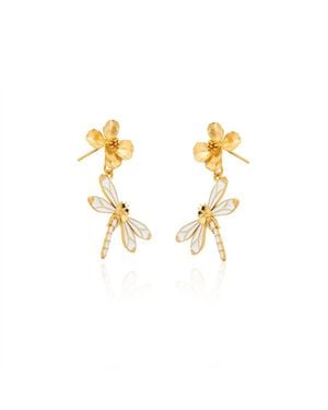 Milou Jewelry Dragonfly Drop Earrings - White