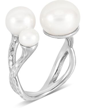 Dower & Hall Statement Triple Luna Pearl Ring - White