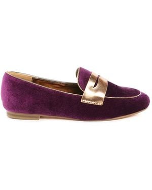 Rag & Co Malta Penny Strap Velvet Loafers - Purple