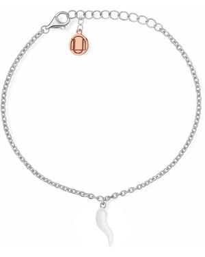Unaloe Sterling Horn Charm Chain Bracelet For – Adjustable Symbolic Jewelry - White